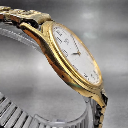 Seiko Watch Men 34mm White Dial Gold Tone Round V700-8A10 New Battery Vintage3
