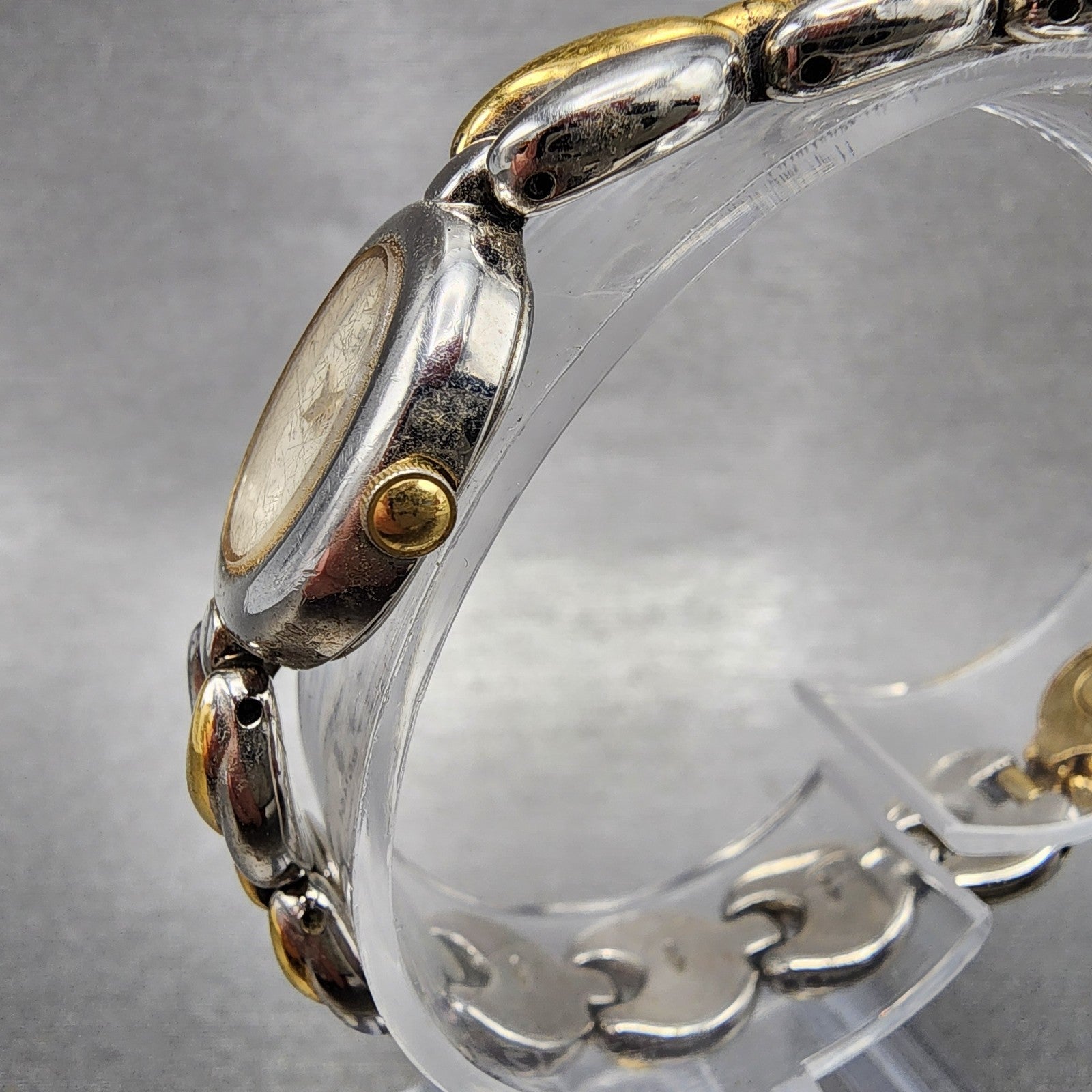 Seiko Watch Women 17mm Cream Dial Two Tone Oval Vintage 4N00F130 New Battery2