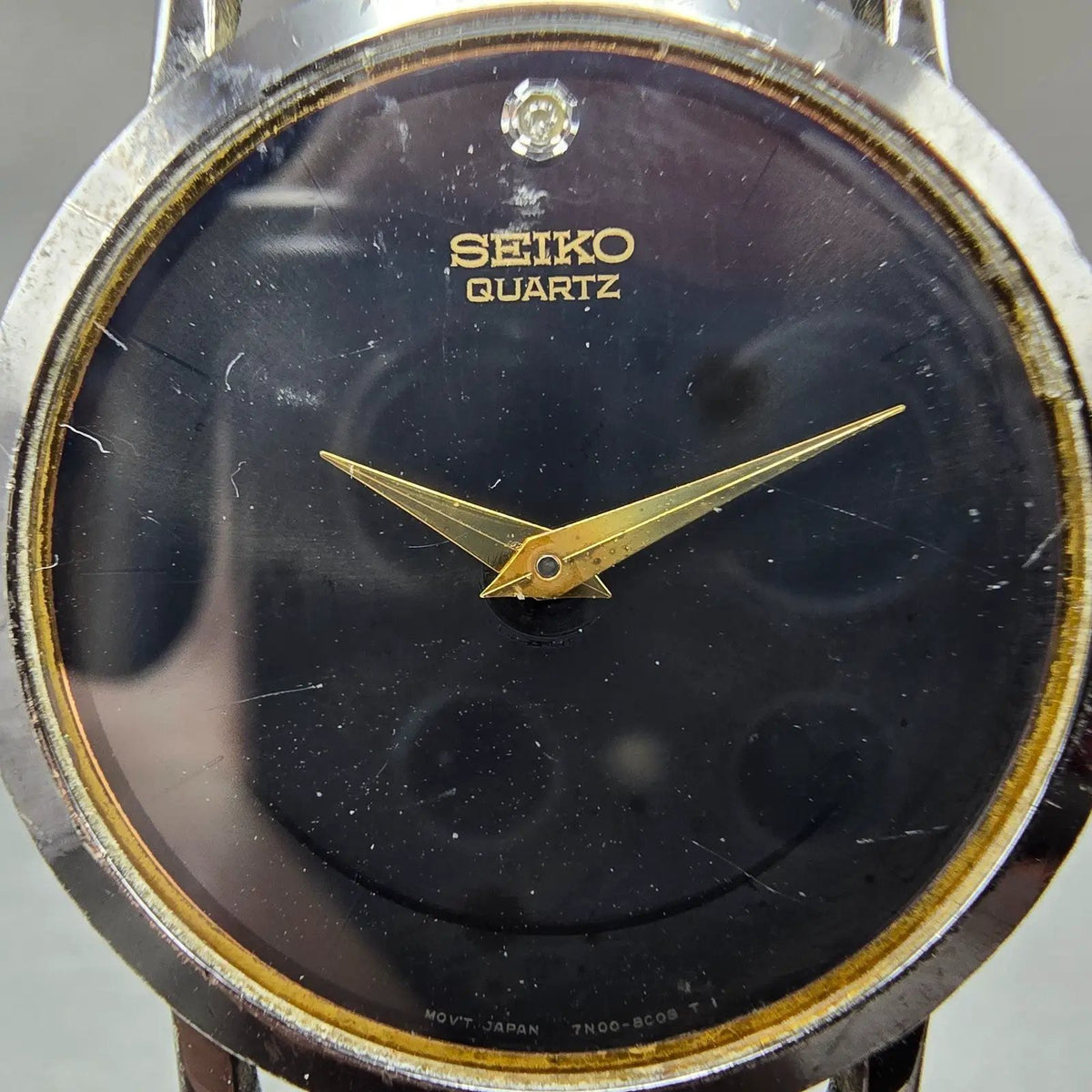 Seiko Watch Men 34mm Black Dial Black Tone Round 7N00-8A39 PARTS2