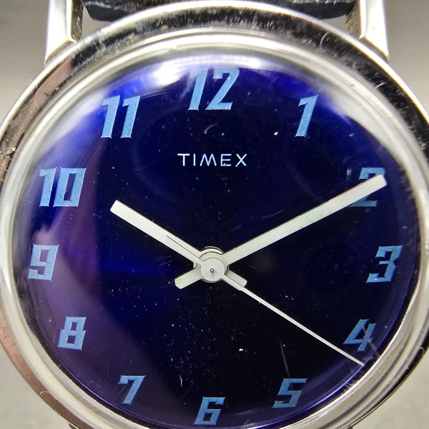 Timex Mercury Watch Men 33mm Blue Dial Silver Tone Manual 16053 02474 Runs VTG1