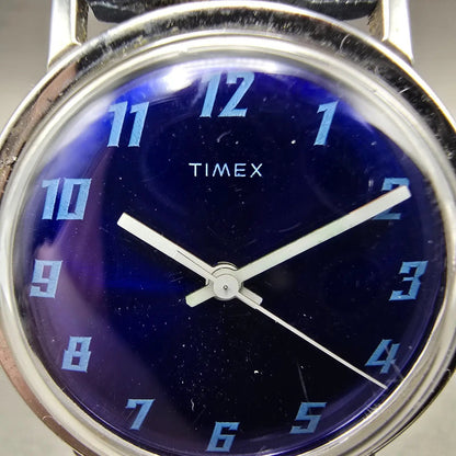 Timex Mercury Watch Men 33mm Blue Dial Silver Tone Manual 16053 02474 Runs VTG1