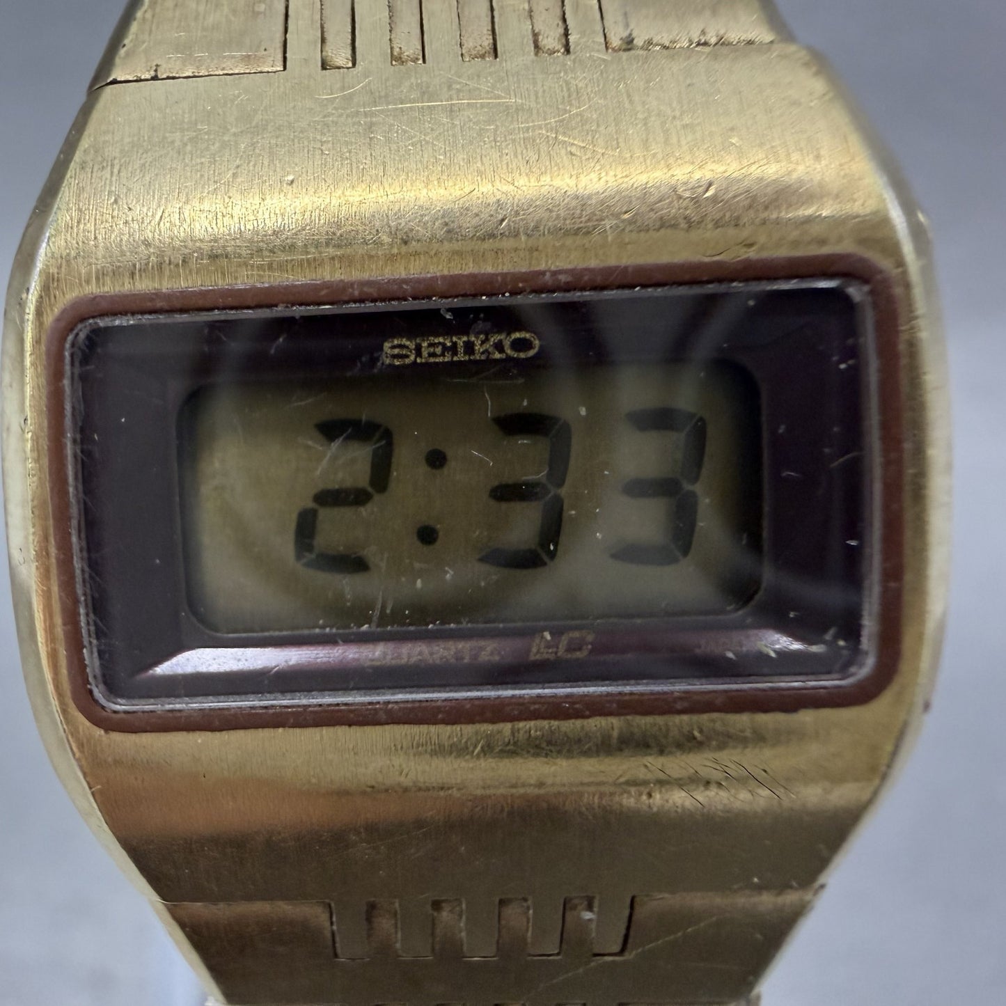 Seiko Digital Watch Women 23mm Gold Tone Month Date L012-5049 New Battery1