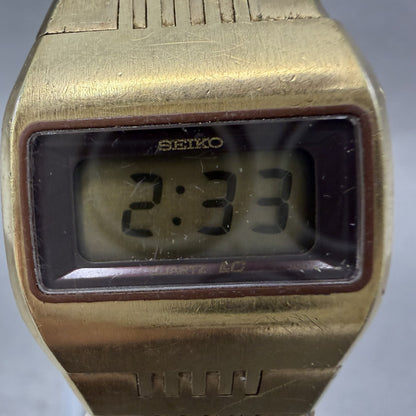 Seiko Digital Watch Women 23mm Gold Tone Month Date L012-5049 New Battery1