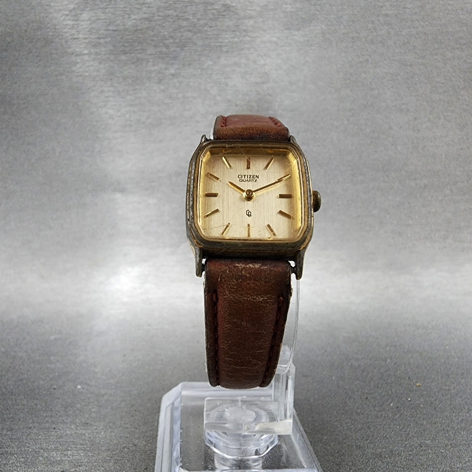 Citizen CQ Tank Watch Women 20mm Champagne Dial Gold Tone 3220320697 NewBattery5