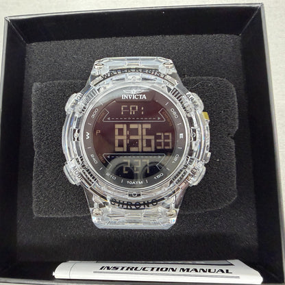 Invicta Racing Digital Watch Men CLear Alarm Chrono Round Translucent 490410
