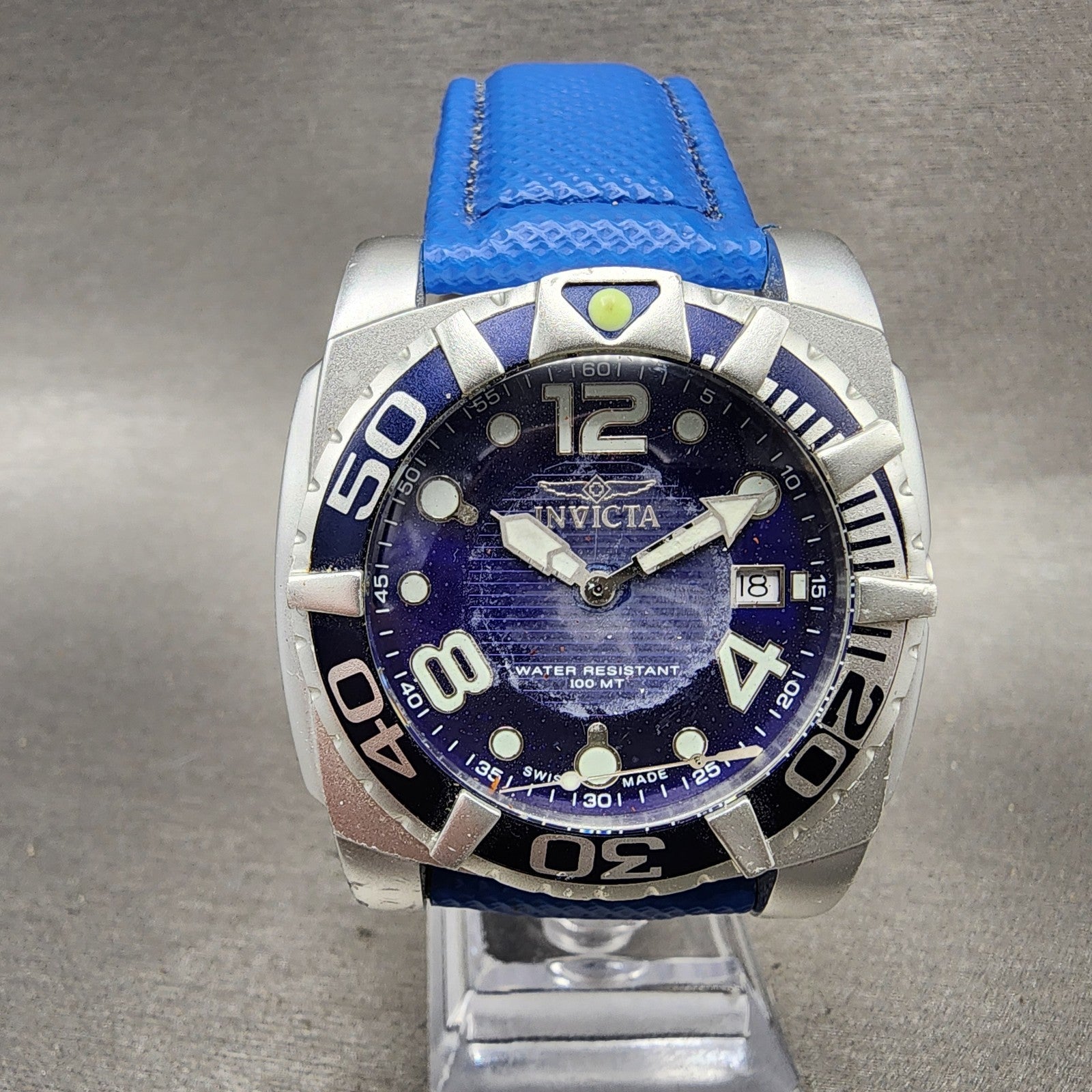 Invicta Dive Watch Men 44mm Blue Dial Aluminum 7006 Date Cushion PARTS0