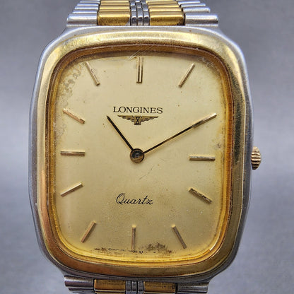 Longines Watch Men 28mm Champagne Dial Two Tone Rectangle Cal L962.2New Battery1