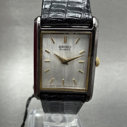 Seiko Tank Watch Women 18mm MOP Dial Black Tone Rectangle 1N005C89 NOS Runs Box1