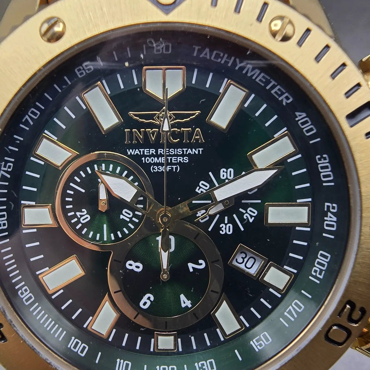 Invicta Sea Spider Chronograph Watch Men 50mm Green Dial Gold Date 0141 New Batt2