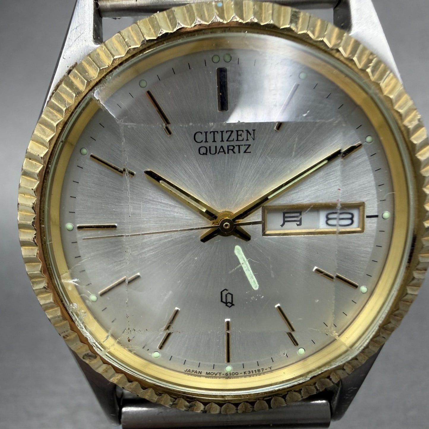 Citizen CQ President Watch Men 36mm Silver Dial Two Tone Daydate Round New Bat V1