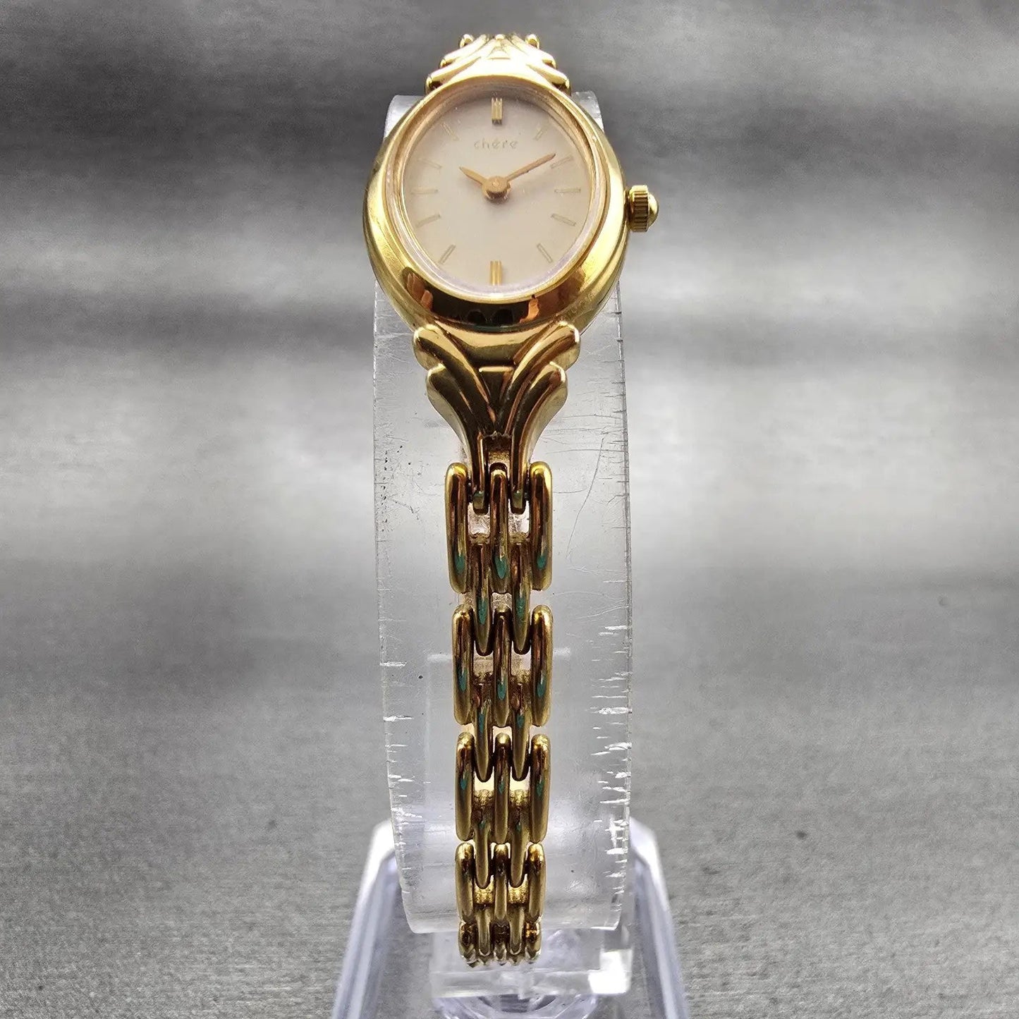 Citizen Chere Watch Women 15mm Champagne Dial Gold Tone Oval 4520-E50366 New Bat5