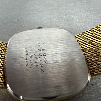 Seiko Dolce Watch Men 31mm Silver Dial Gold Tone 9641-5040 New Battery Vinatge9