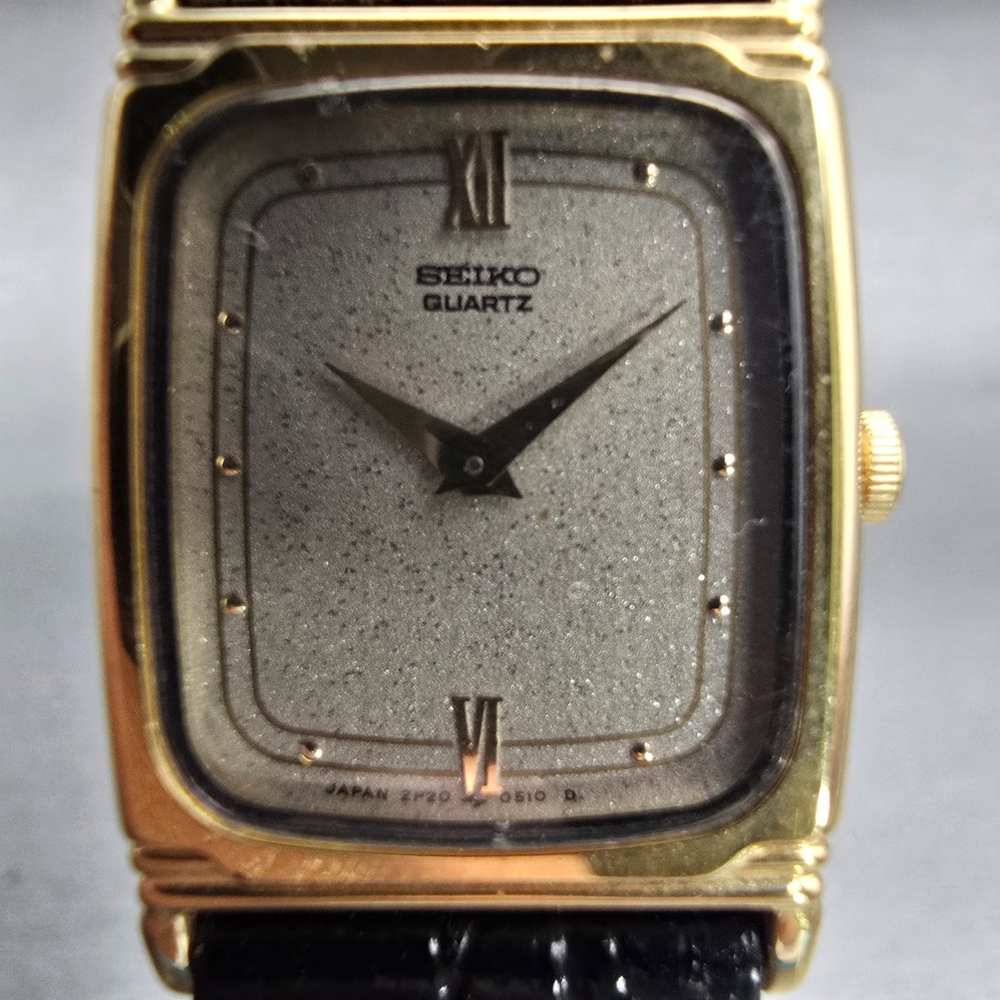 Seiko Watch Women 19mm Gray Dial Gold Tone Rectangle 2B20-5449 New Battery VTG1