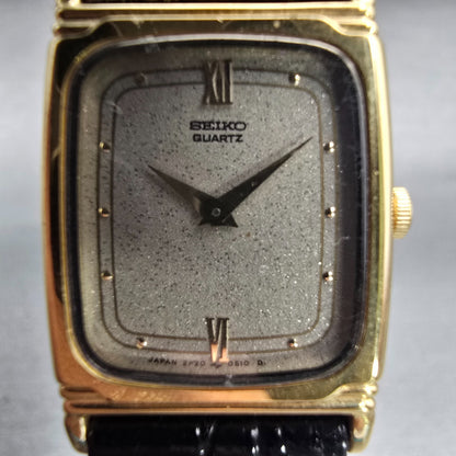 Seiko Watch Women 19mm Gray Dial Gold Tone Rectangle 2B20-5449 New Battery VTG1