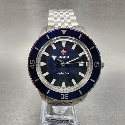 Rado Captain Cook Dive Watch Men 41mm Blue Dial Steel Date Automatic Custom Runs0