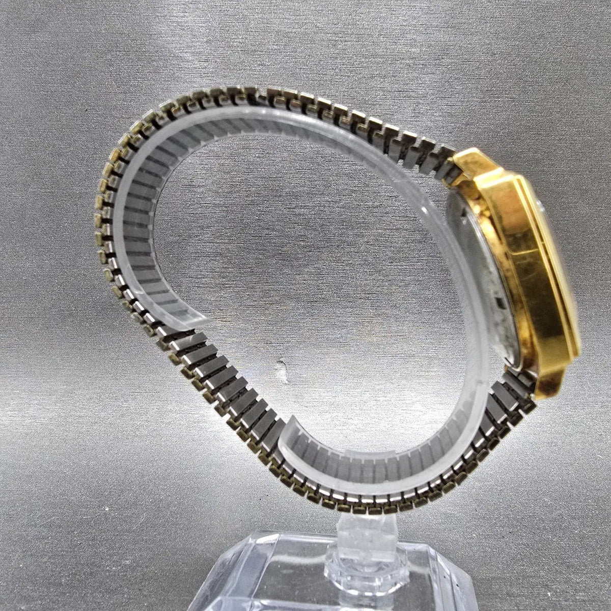 Elgin Automatic Watch Men 33mm Gold Dial Gold Tone Date Rectangle Eta 2873 PARTS9