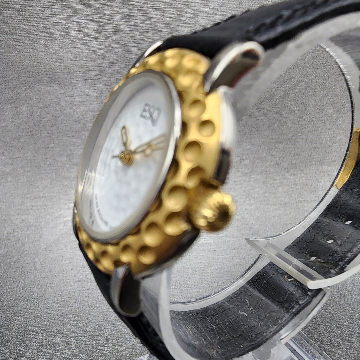 ESQ Watch Women 28mm White Dial Two Tone Round 100216 Golf Ball New Battery2