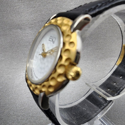 ESQ Watch Women 28mm White Dial Two Tone Round 100216 Golf Ball New Battery2