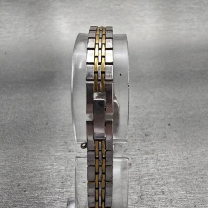 Seiko Watch Women 16mm Silver Dial Two Tone Rectangle 2C20-5209 New Battery7
