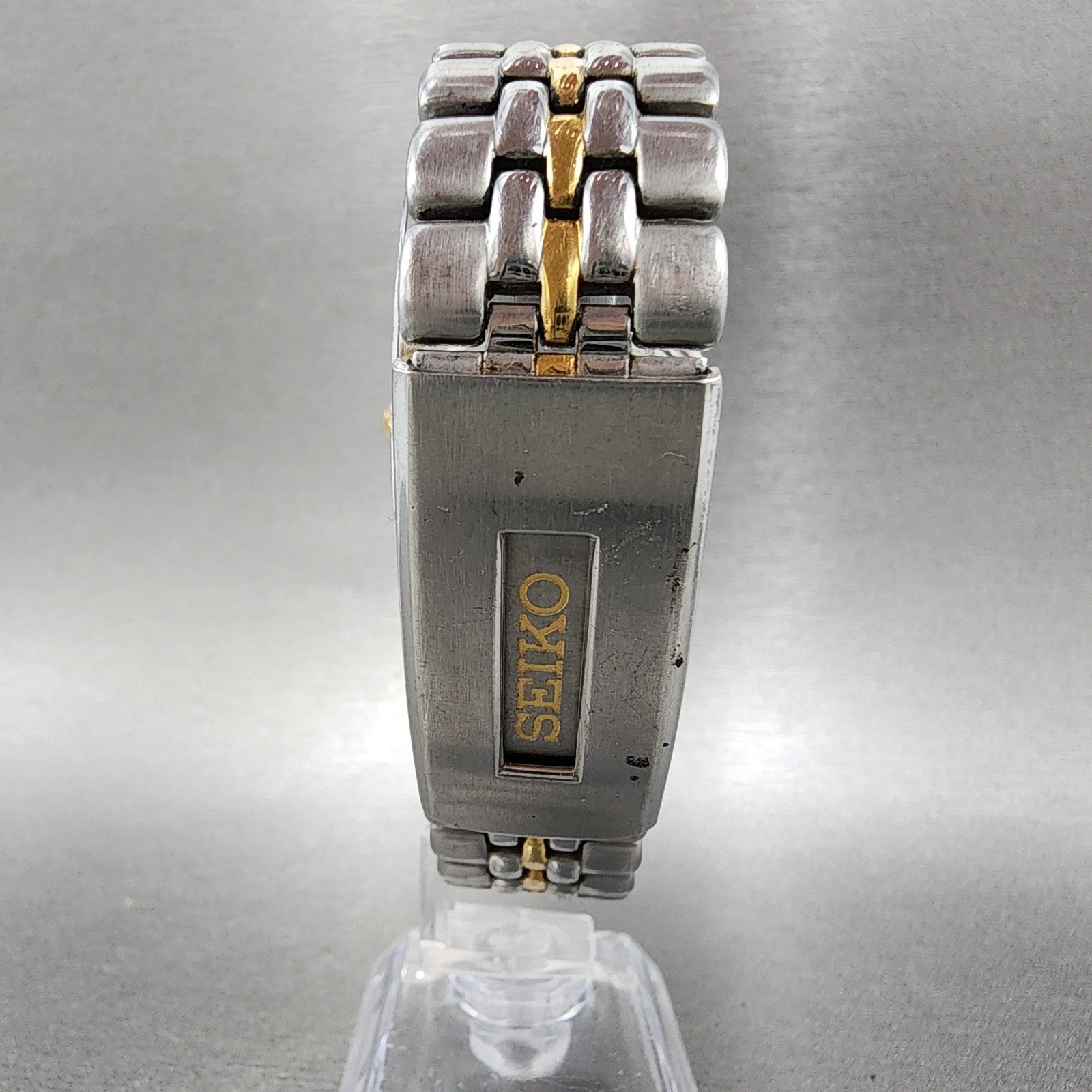 Seiko Kinetic Watch Men 37mm Silver Dial Two Tone Date 5m42-0A69 New Capacitor7