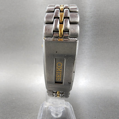 Seiko Kinetic Watch Men 37mm Silver Dial Two Tone Date 5m42-0A69 New Capacitor7