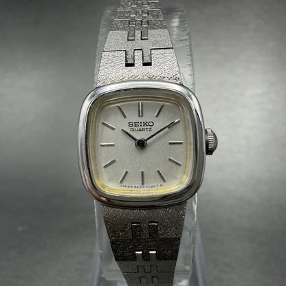 Seiko Watch Women 16mm Silver Dial Silver Tone Rectangle 5420-5079 New Battery0