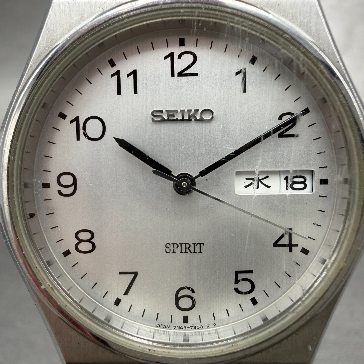 Seiko Spirit Watch Men 35mm Silver Dial Silver Tone Daydate 7N43-7180 NewBattery2