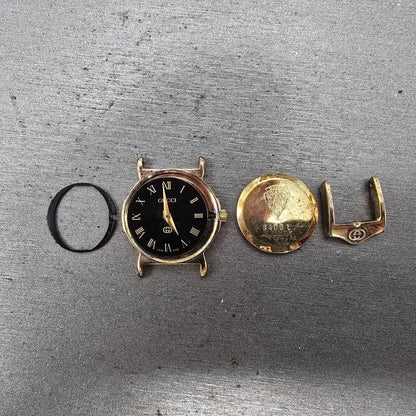 Gucci 3400L Watch Women 23mm Black Dial Gold Plated Round PARTS0