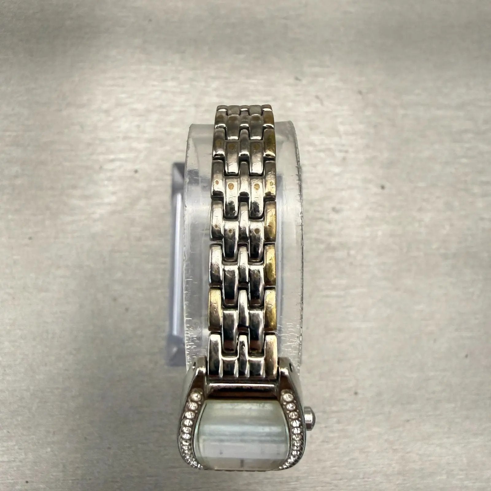 Citizen Watch Women 16mm Silver Dial Silver Gemmed Rectangle New Battery VTG4