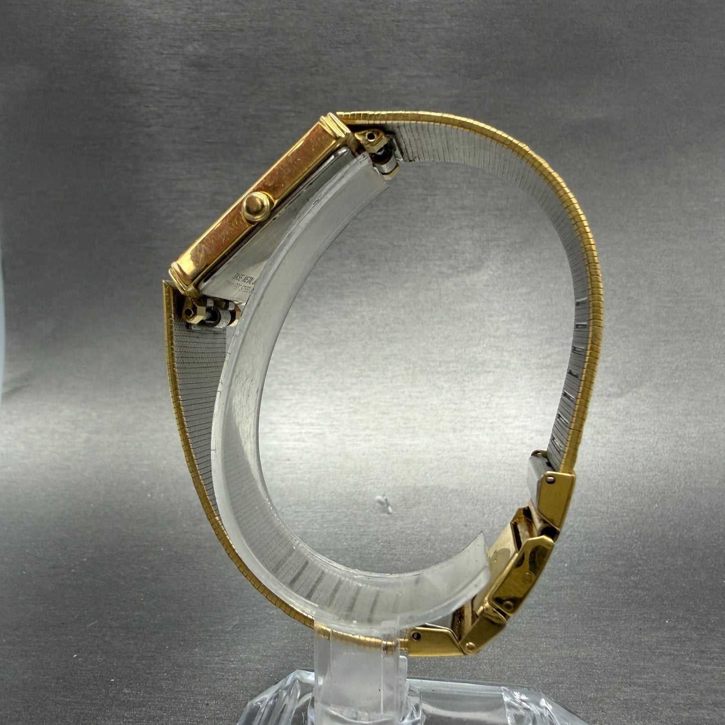 Bulova tank Watch Men 25mm Black Dial gold Tone Rectangle 92R45 New Battery6