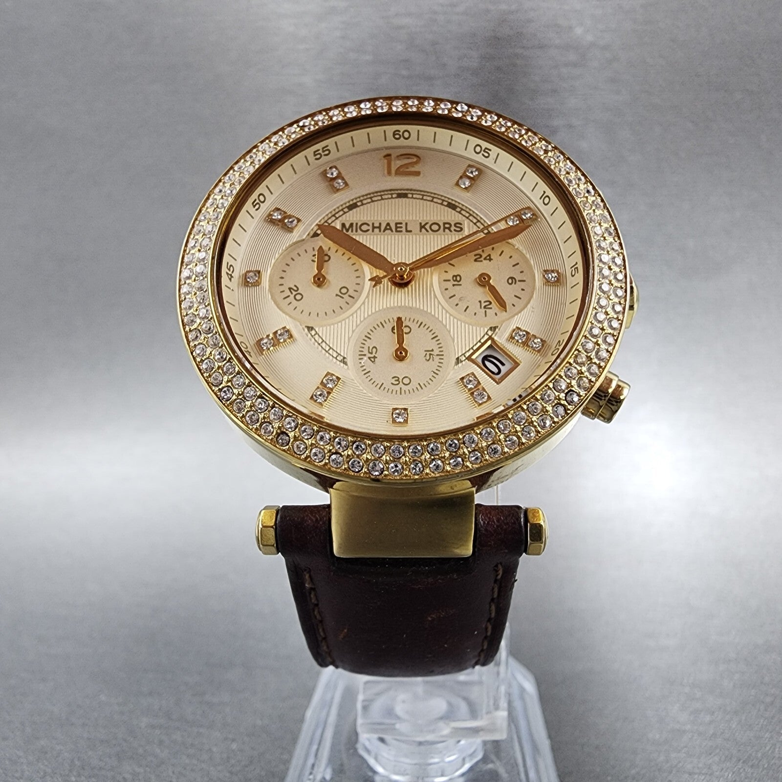 Michael Kors Parker Watch Women 39mm Champagne Dial Gold Tone MK2249 New Battery5