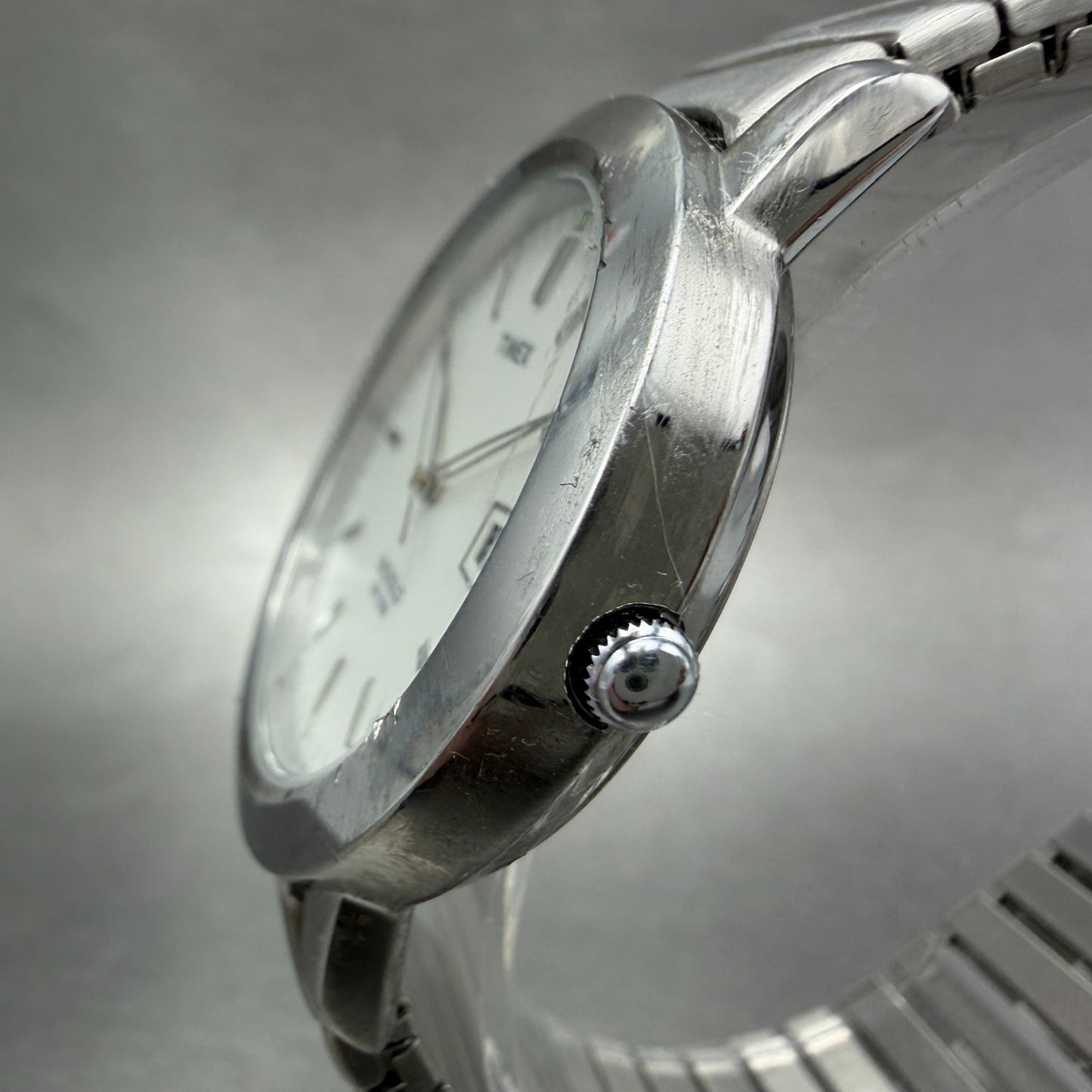 Timex Easy Reader Watch Men 37mm White Dial Silver Tone Date New Battery2