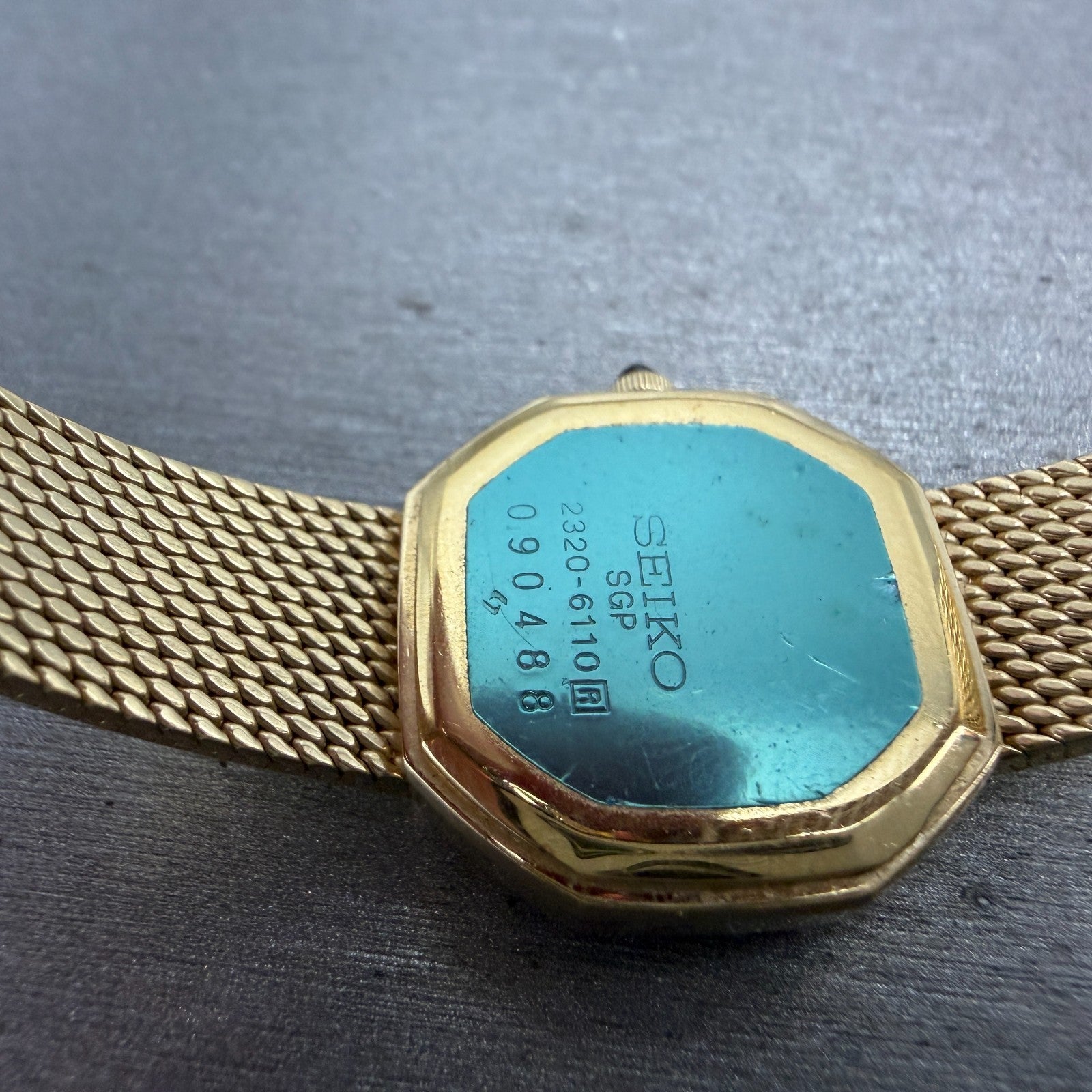Seiko Watch Women 21mm Black Dial Gold Tone Octagon 2320-6110 New Battery VTG9