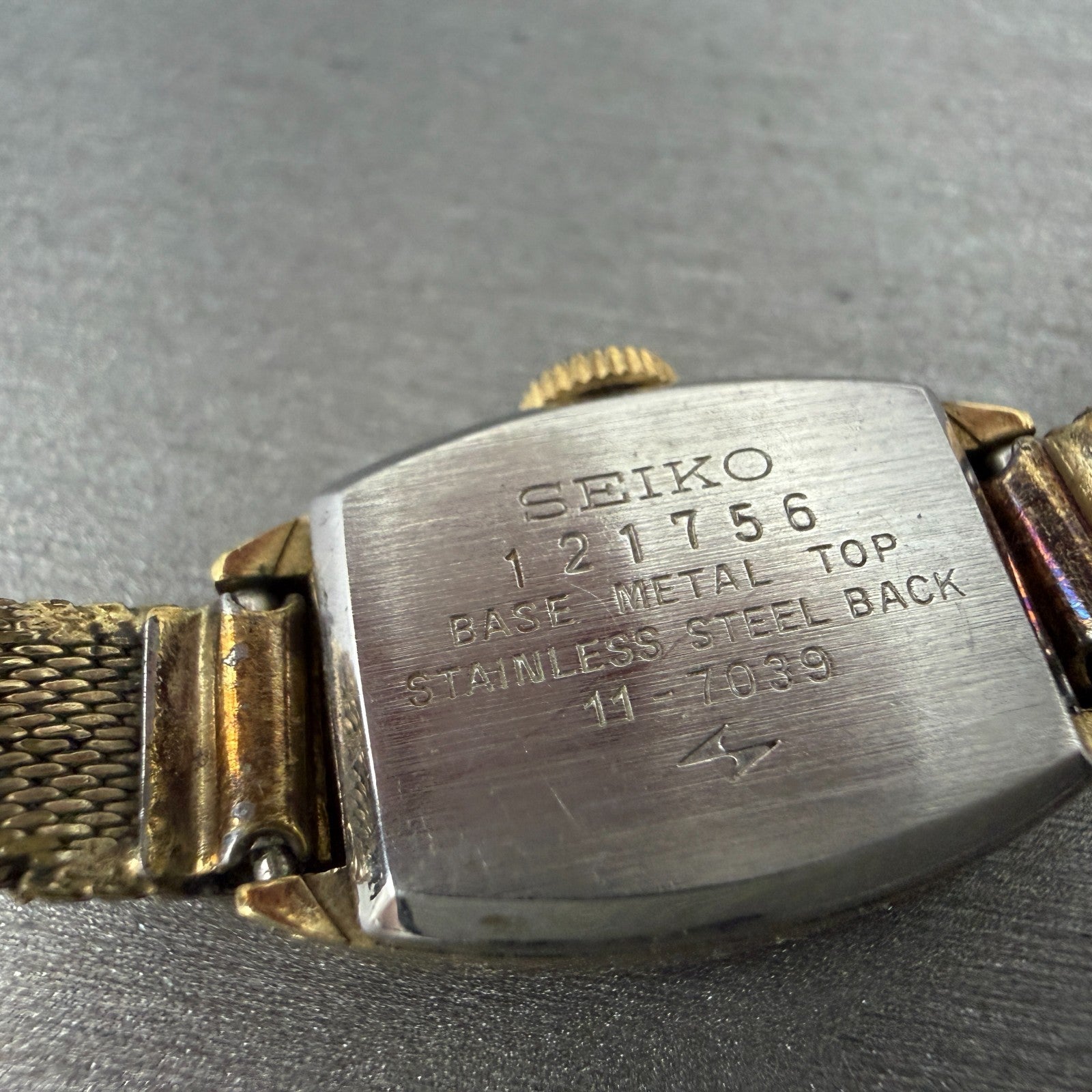Seiko Watch Women 15mm Brown Dial Gold Tone Manual Wind Rectangle 11-7039 Runs 09