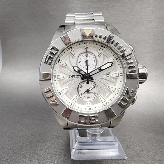 Invicta Pro Diver Chronograph Watch Men 48mm White Dial Steel 12303 New Battery0