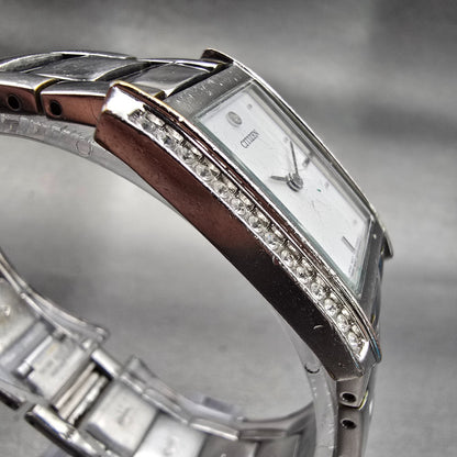 Citizen Watch Women 22mm White Dial Silver Tone Gemmed 1022-S92602 New Battery3