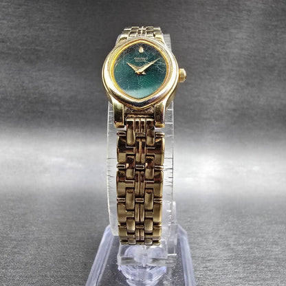 Seiko Watch Women 17mm Green Dial Gold Tone Oval V400-5588 New Battery Vintage5