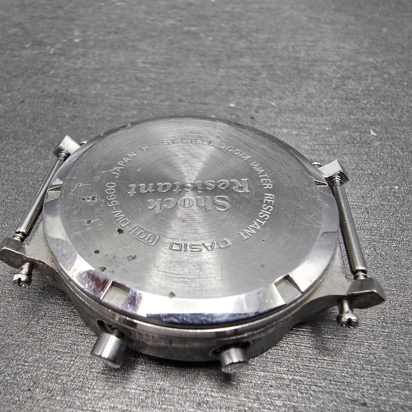 Casio DW-5600 Watch Men 38mm Silver Digital Alarm Chrono 901 New Battery VTG AB11