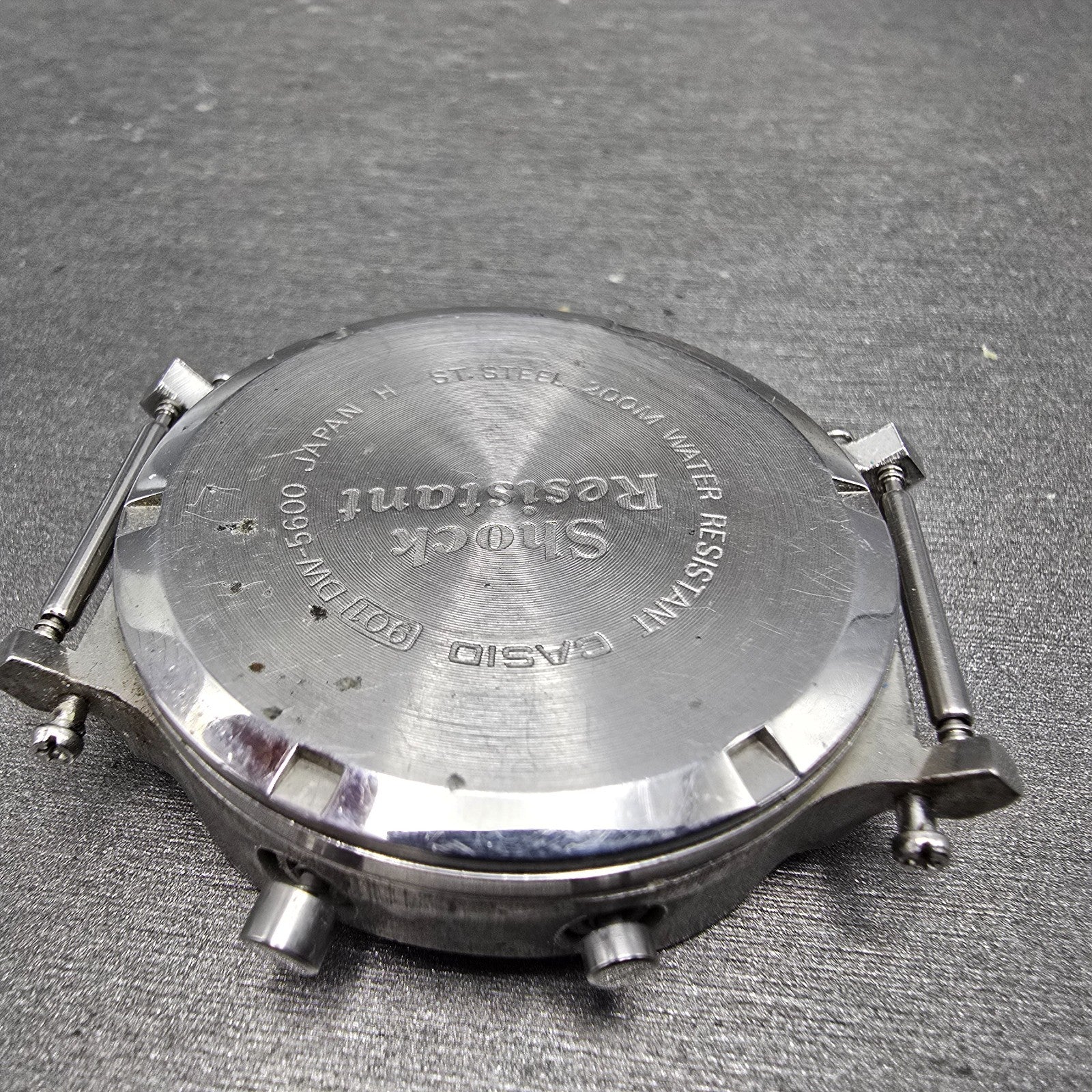 Casio DW-5600 Watch Men 38mm Silver Digital Alarm Chrono 901 New Battery VTG AB11