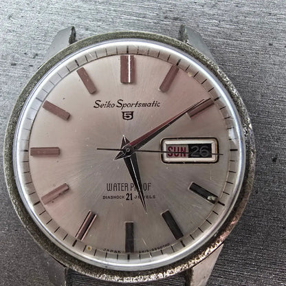 Seiko 5 Sportsmatic Watch Men 36mm White Dial Silver Daydate 6619-8970 PARTS2