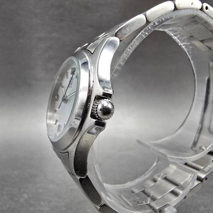 ESQ Watch Women 26mm Silver Dial Steel Date Round E5054 New Battery6