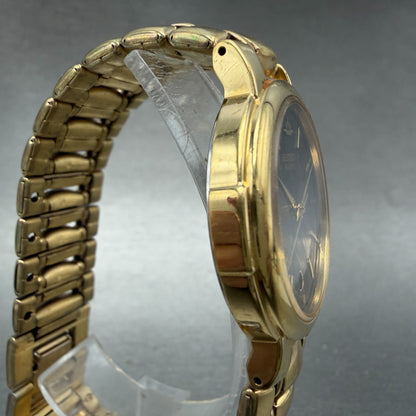 Seiko Watch Unisex 32mm Black Dial Gold Tone Date Round V722-6B10 New Battery3
