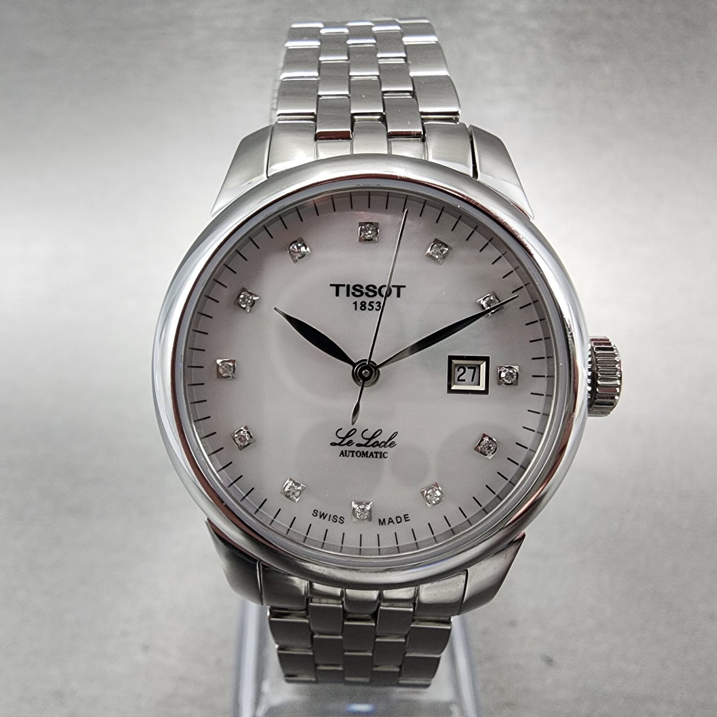 Tissot Le Locle Automatic Watch Women 29mm MOP Dial Diamond Accents Date Steel1