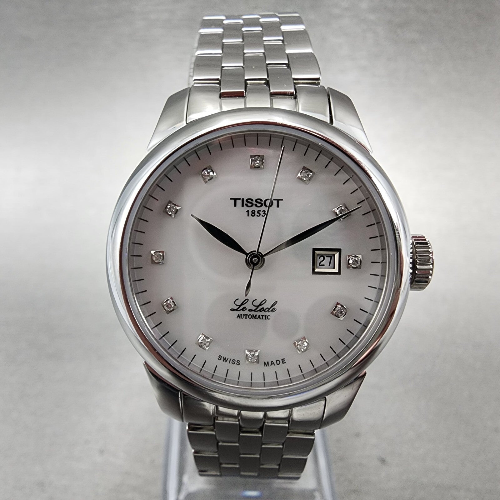 Tissot Le Locle Automatic Watch Women 29mm MOP Dial Diamond Accents Date Steel1