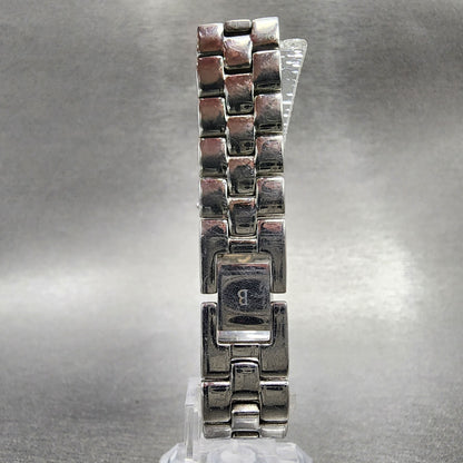 Bulova Tank Watch Women 18mm Black Dial Steel Crystals Rectangle New Battery