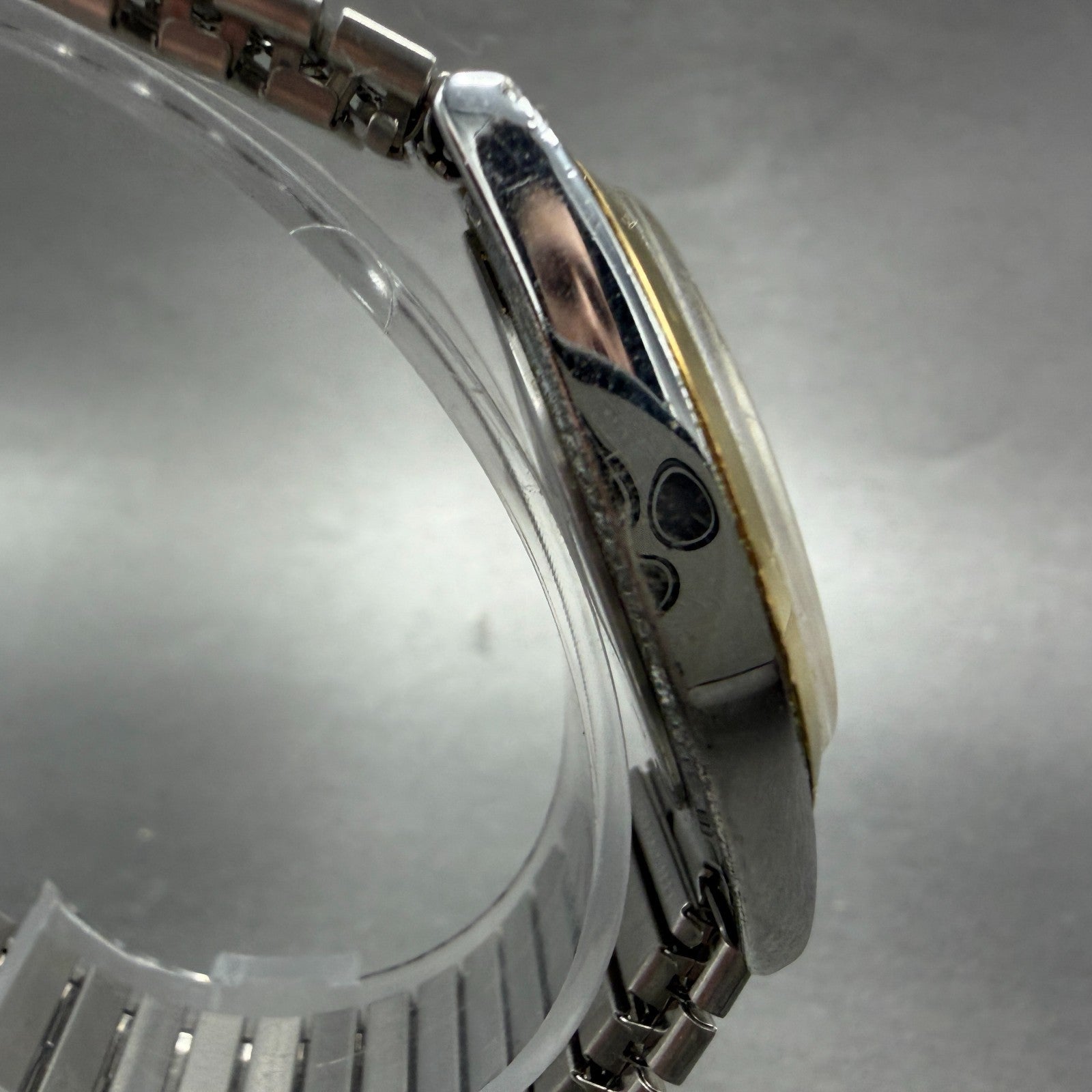 Seiko Pulsar Watch Men 35mm Silver Dial Two Tone Daydate VX33-0AB0 New Battery3