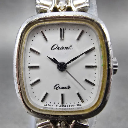 Orient Watch Women 18mm White Dial Silver Tone Rectangle A053Z5-40 New Battery D1