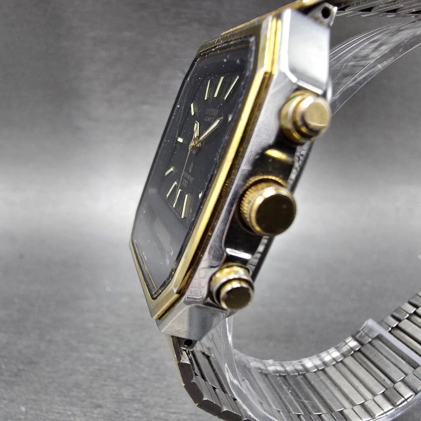 Citizen CQ Analog Digital Watch Men 32mm Black Dial Two Tone 8950-084985  PARTS3