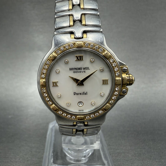 Raymond Weil Parsifal Watch Women 27mm MOP Dial Steel Diamond Bezel Date NewbatA0