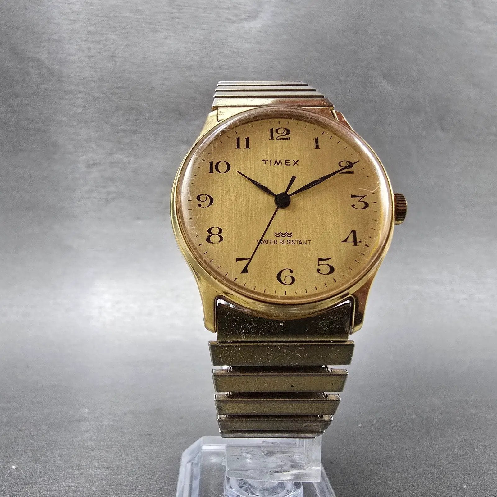 Timex Watch Men 34mm Gold Dial Gold Tone Manual Wind Runs Vintage6